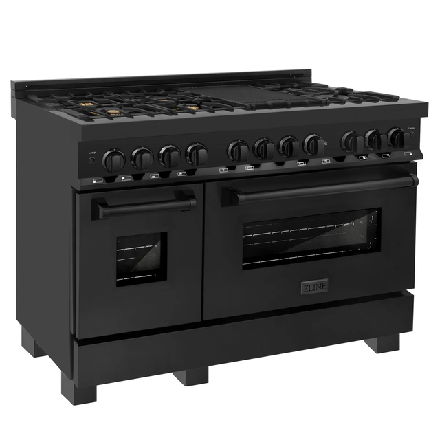 Zline 48 Black Stainless 6 0 Cu Ft 7 Gas Burner Electric Oven Range Rab Br 48