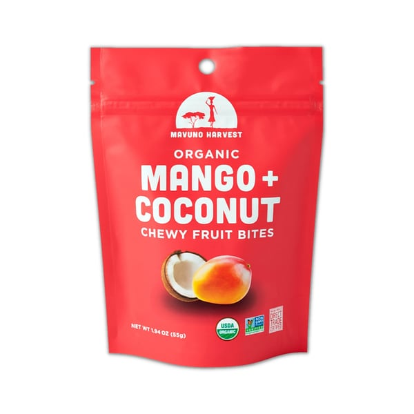 Mavuno Harvest Organic Dried Mango + Coconut Fruit Bites, 1.94 oz., 8 Bags/Pack (MAHW-MCN26PK) | Quill.com