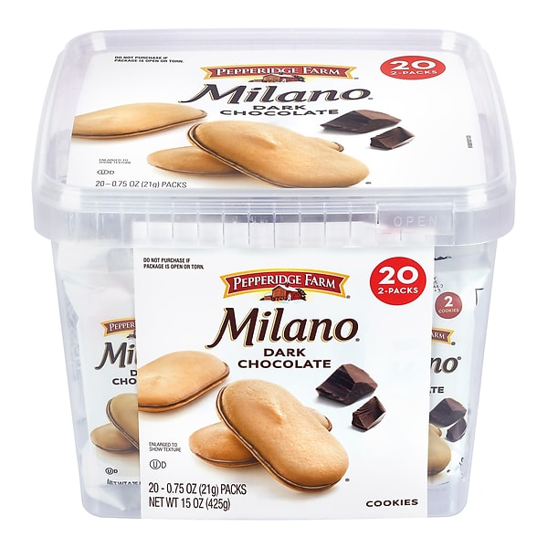 Milano Dark Chocolate Cookies, 0.75 oz., 20/Pack (220-02248) | Quill.com
