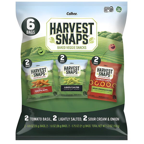 Harvest Snaps Baked Veggie Snacks Gluten Free Variety Pack, 6 Bags/Pack (01000) | Quill.com