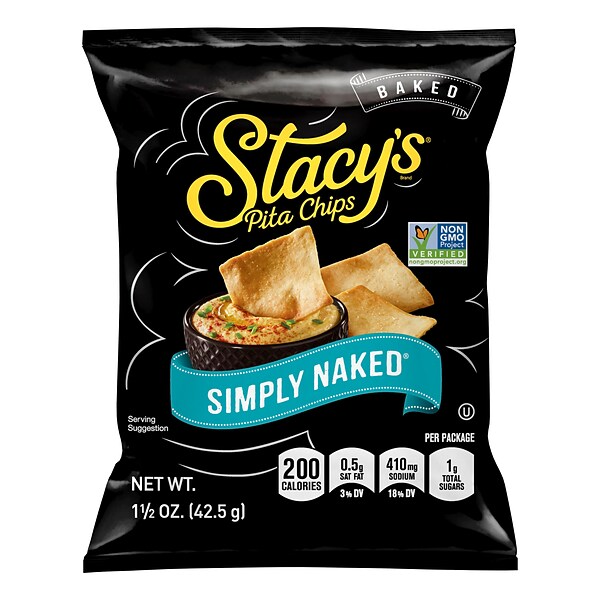 Stacy's Simply Naked Sea Salt Pita Chips, 1.5 oz., 24 Bags/Pack (QUA49650) | Quill.com