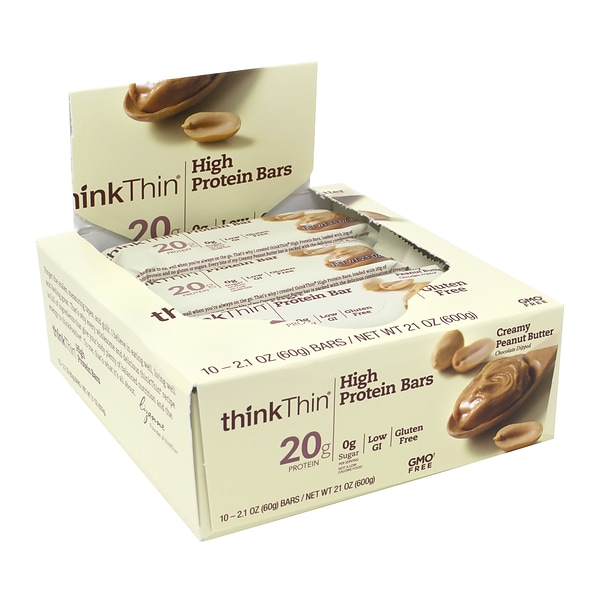 thinkThin Gluten Free Creamy Peanut Butter Protein Bar, 10 Bars/Box (307-00113) | Quill.com